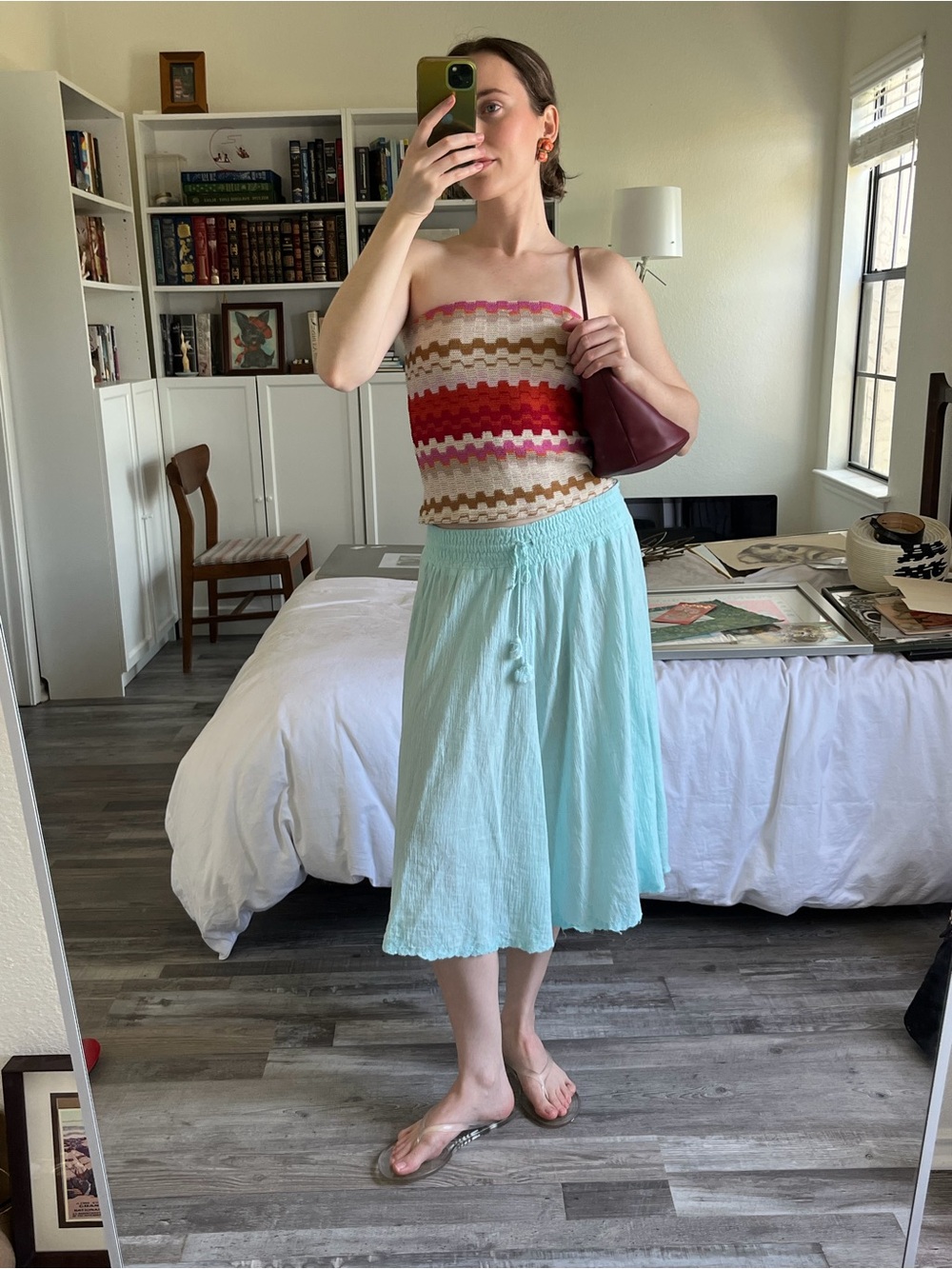 J Crew Mint/Light Turquoise Women’s Midi Cotton Gauze Skirt - Picture 9 of 9